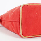 Hermes Bolide Pouch 27 Red Canvas Leather Trim Zip Cosmetic Bag Used 08E26825007