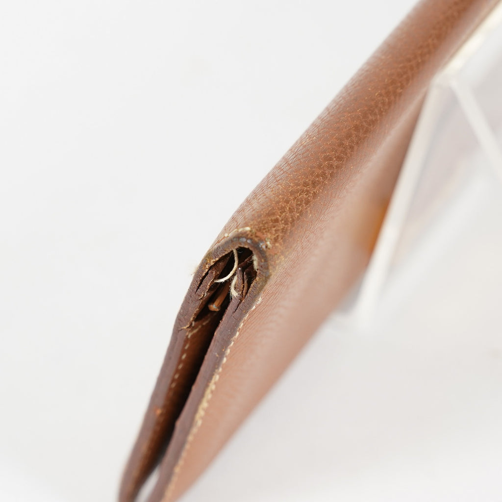 Hermes Bearn Soufflet Long Wallet Brown Leather Gold Hardware Used 08E022090008