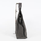 HERMES Herline Tote MM Gray H Pattern Canvas Handbag Authentic 08E35825010