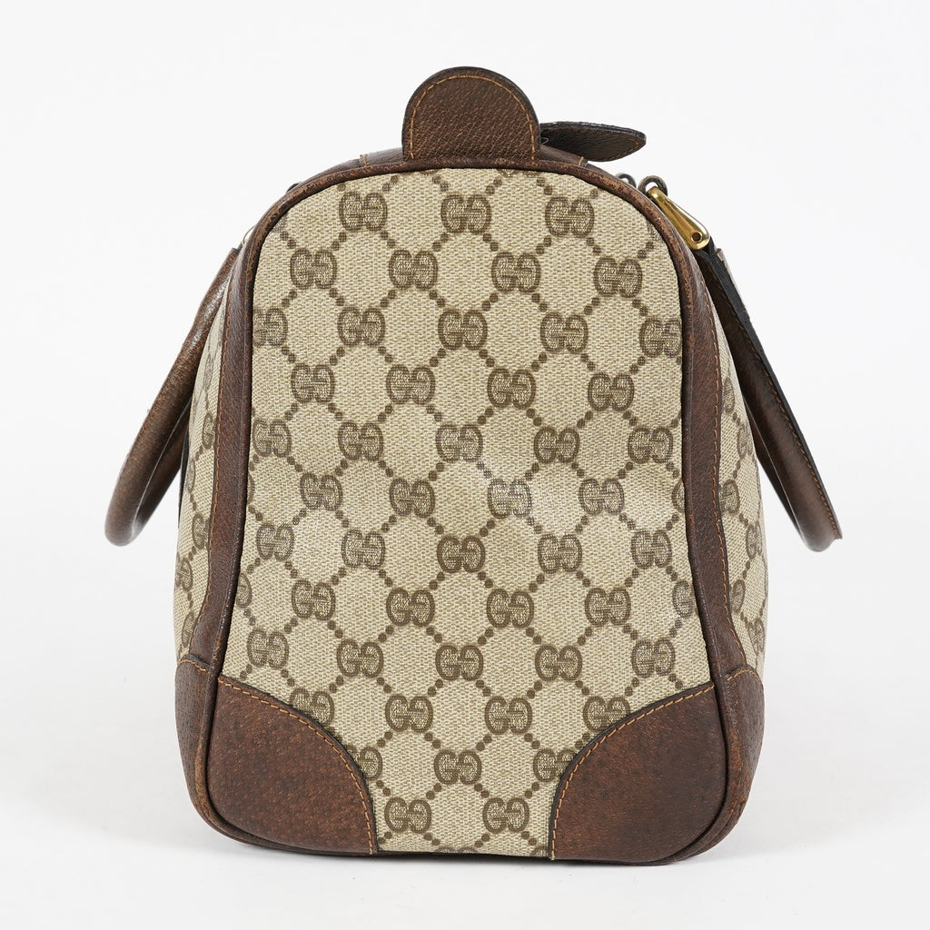 Gucci Vintage GG Supreme Sherry Line Mini Boston Bag Beige Leather 07E052640017