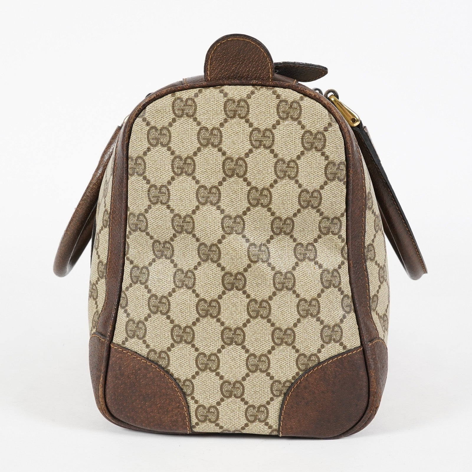 Gucci Vintage GG Supreme Sherry Line Mini Boston Bag Beige Leather 07E052640017