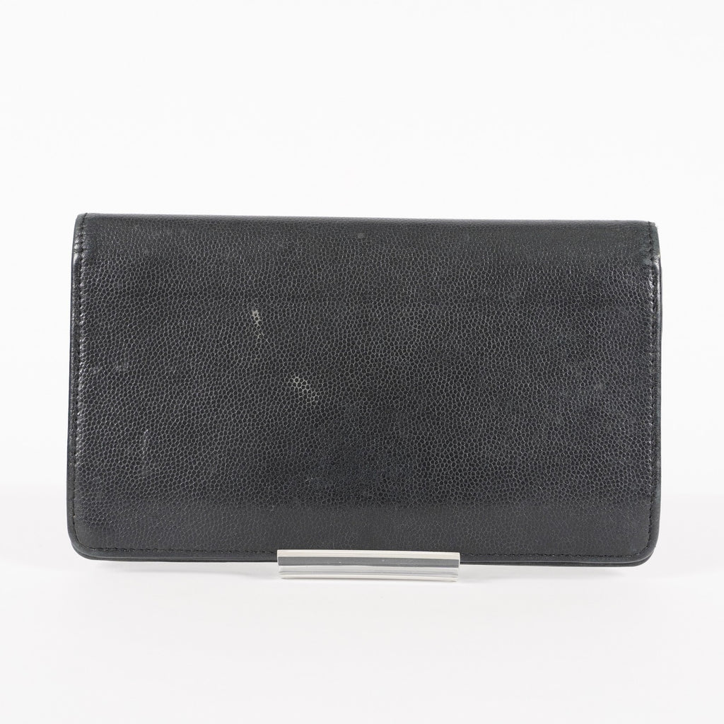 Vintage CHANEL Leather Black Bifold Wallet Classic Purse 05E412310016