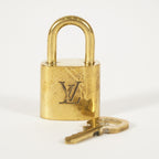 LOUIS VUITTON PadLock Lock & Key Brass Gold Authentic Number random JP Used