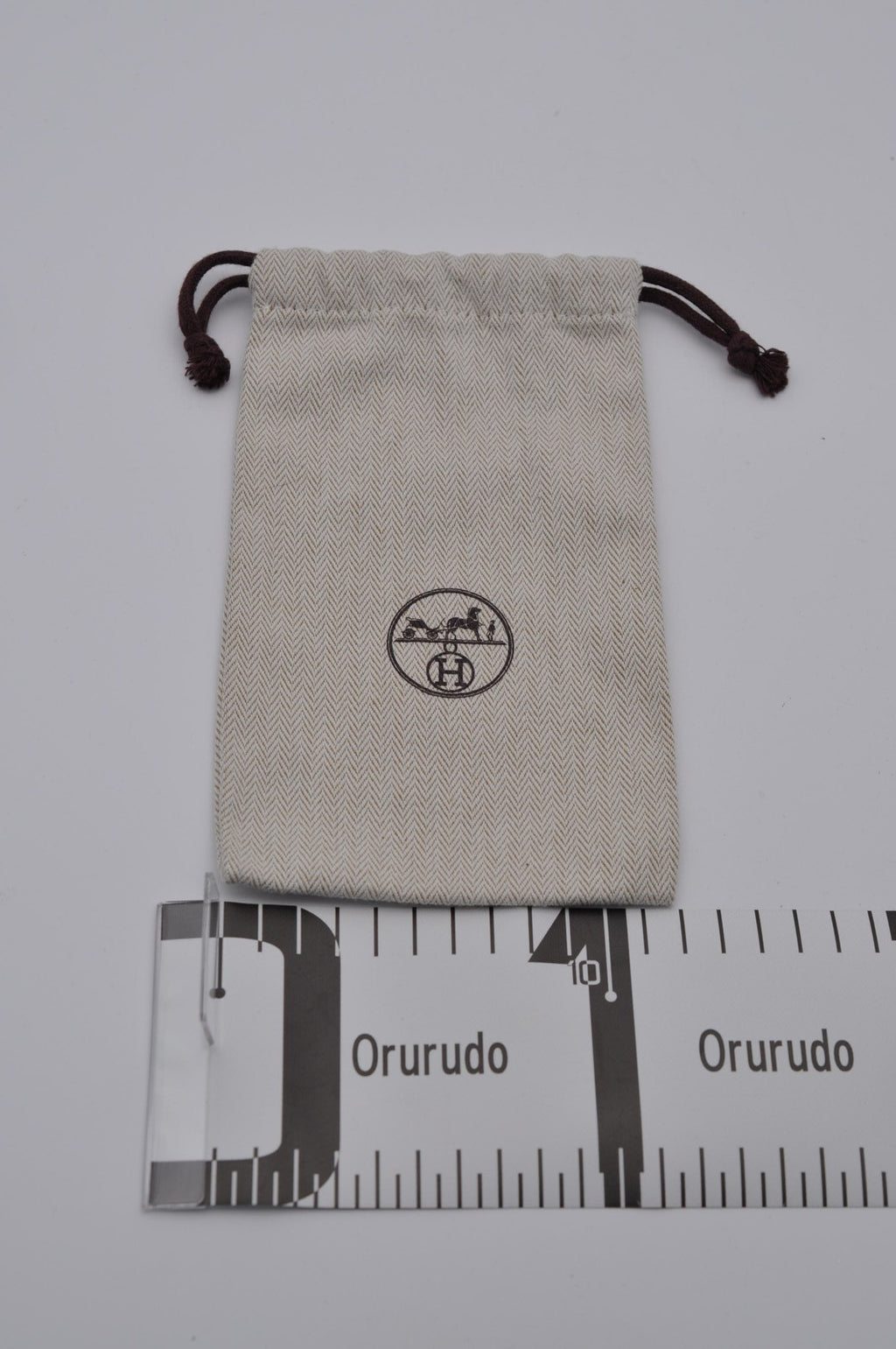 Hermes Dust Bag Storage Pouch Drawstring Beige Logo Authentic 13x21