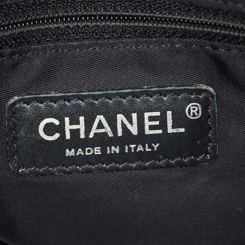 Chanel Travel Line Tote Bag Black Nylon Leather Used Handbag 09M321359608