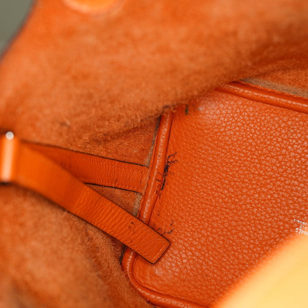 HERMES Picotin PM 18 Taurillon Clemence Orange Handbag Bag 05E0119250016