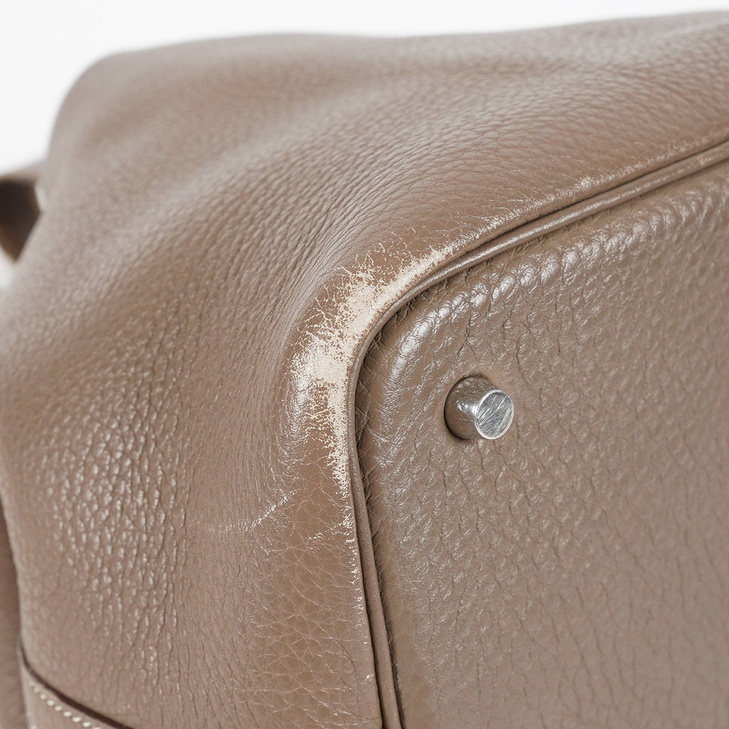 Hermes Picotin Lock MM Taurillon Clemence Leather Bag Gray Used 07E2223980025