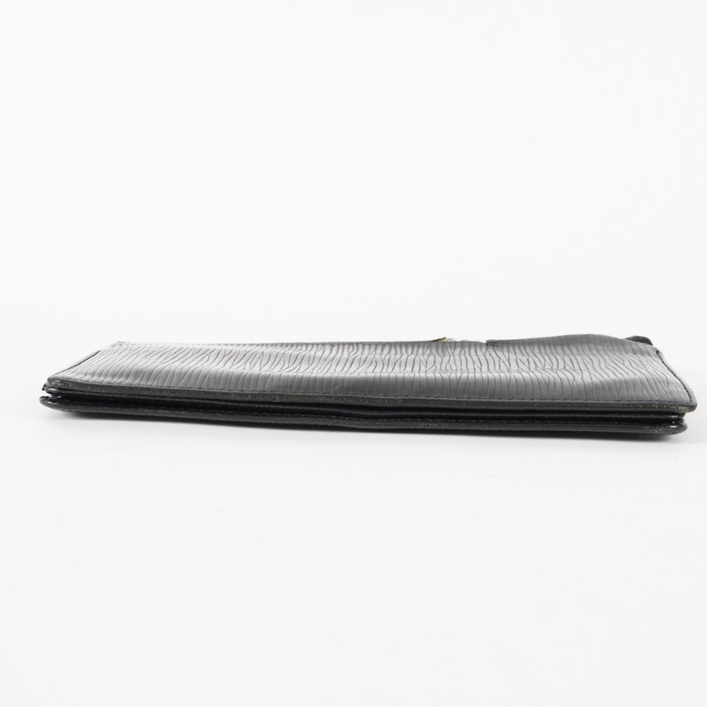 Louis Vuitton LV Long Wallet Portefeuille Brazza M63382 Black Epi Auth XY214