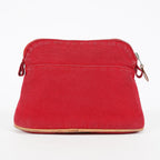 Hermes Bolide Pouch 20 Red Canvas Leather Trim Cosmetic Pouch Used 08E04605008