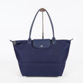 Longchamp Le Pliage Navy Nylon Long Handle Tote Shoulder Bag Used 08A06660003