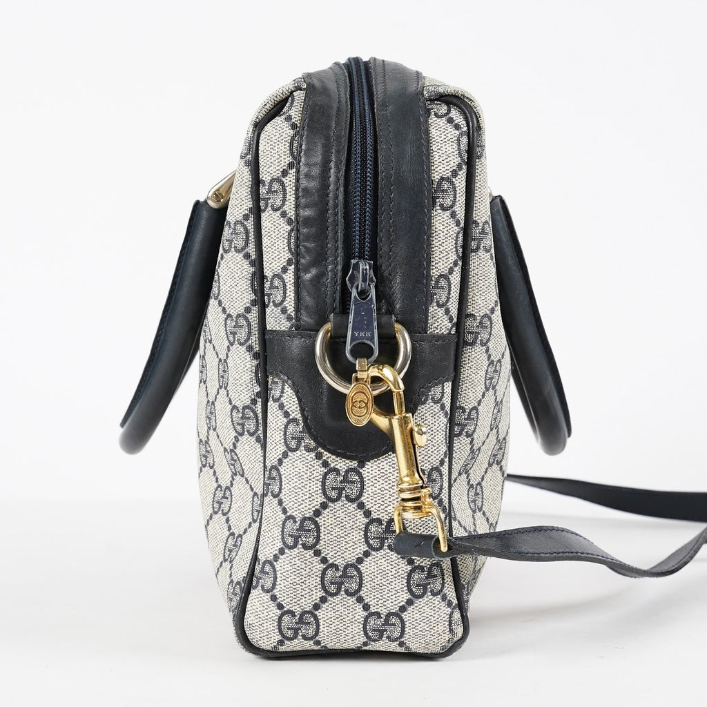 GUCCI Vintage Sherry Line GG Canvas Mini Boston Bag Navy Web 08E393190010
