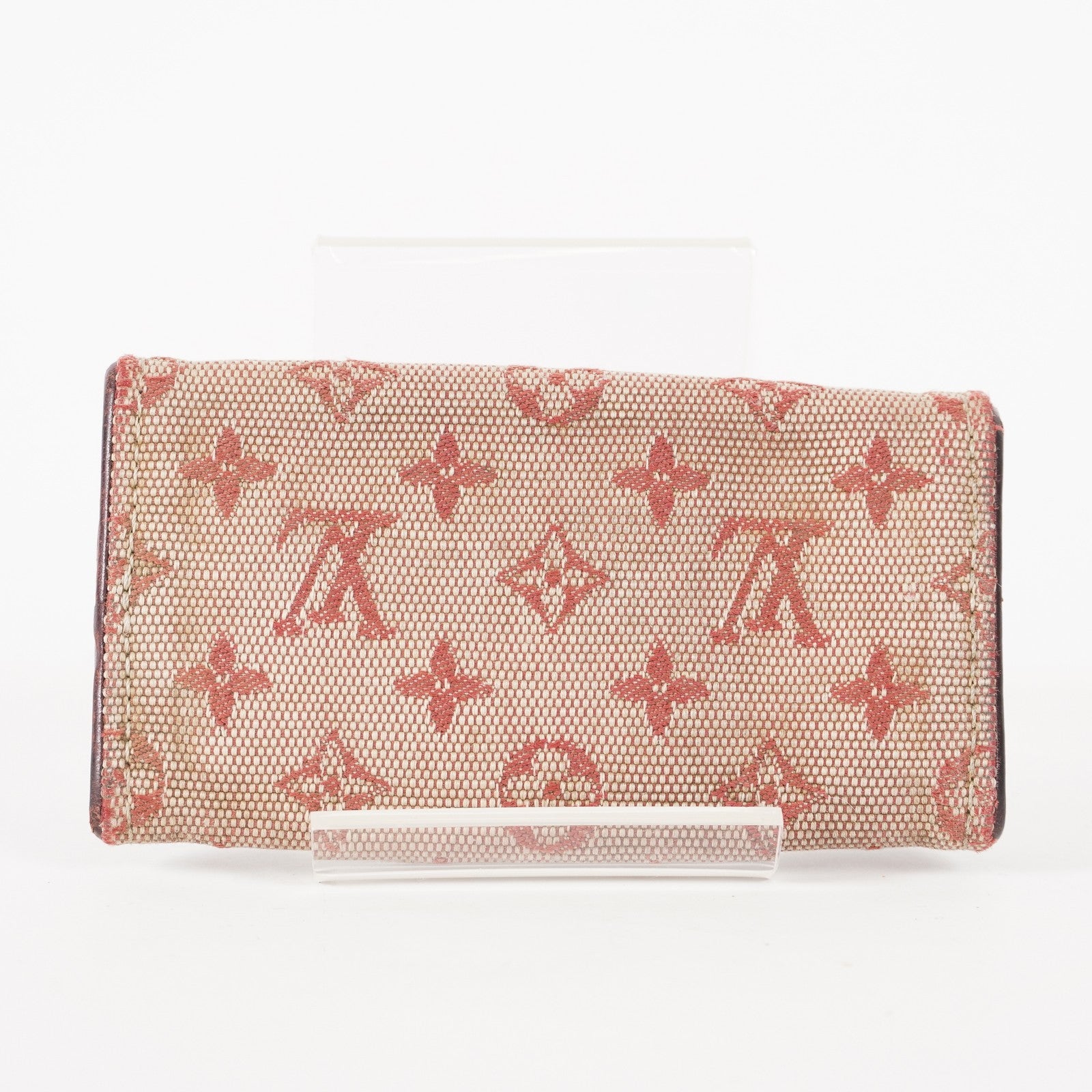 Auth Louis Vuitton Monogram Fabric & Leather Ring Key Case Key Holder  XY213
