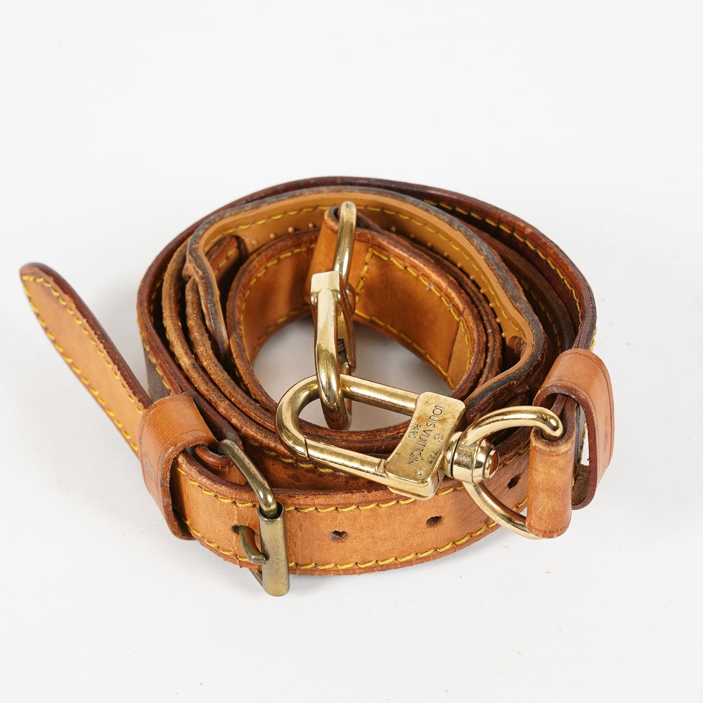 Louis Vuitton Vachetta Leather Adjustable Shoulder Strap Tan Gold Used XY265