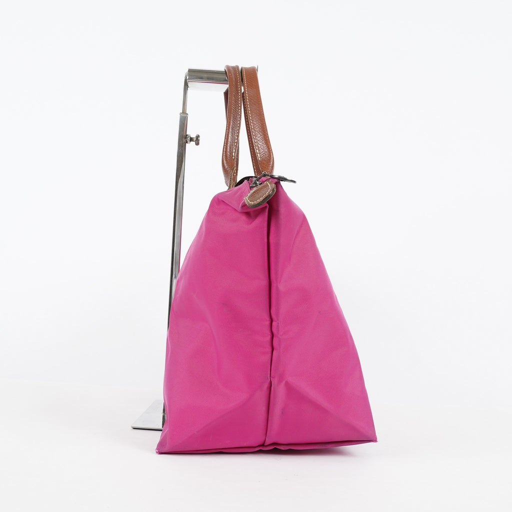 Longchamp Le Pliage Top Handle Tote 30cm Pink Nylon Used Handbag 08E17495007