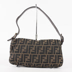 FENDI Zucca Mamma Baguette Shoulder Bag Canvas Leather Brown 02E0214410018
