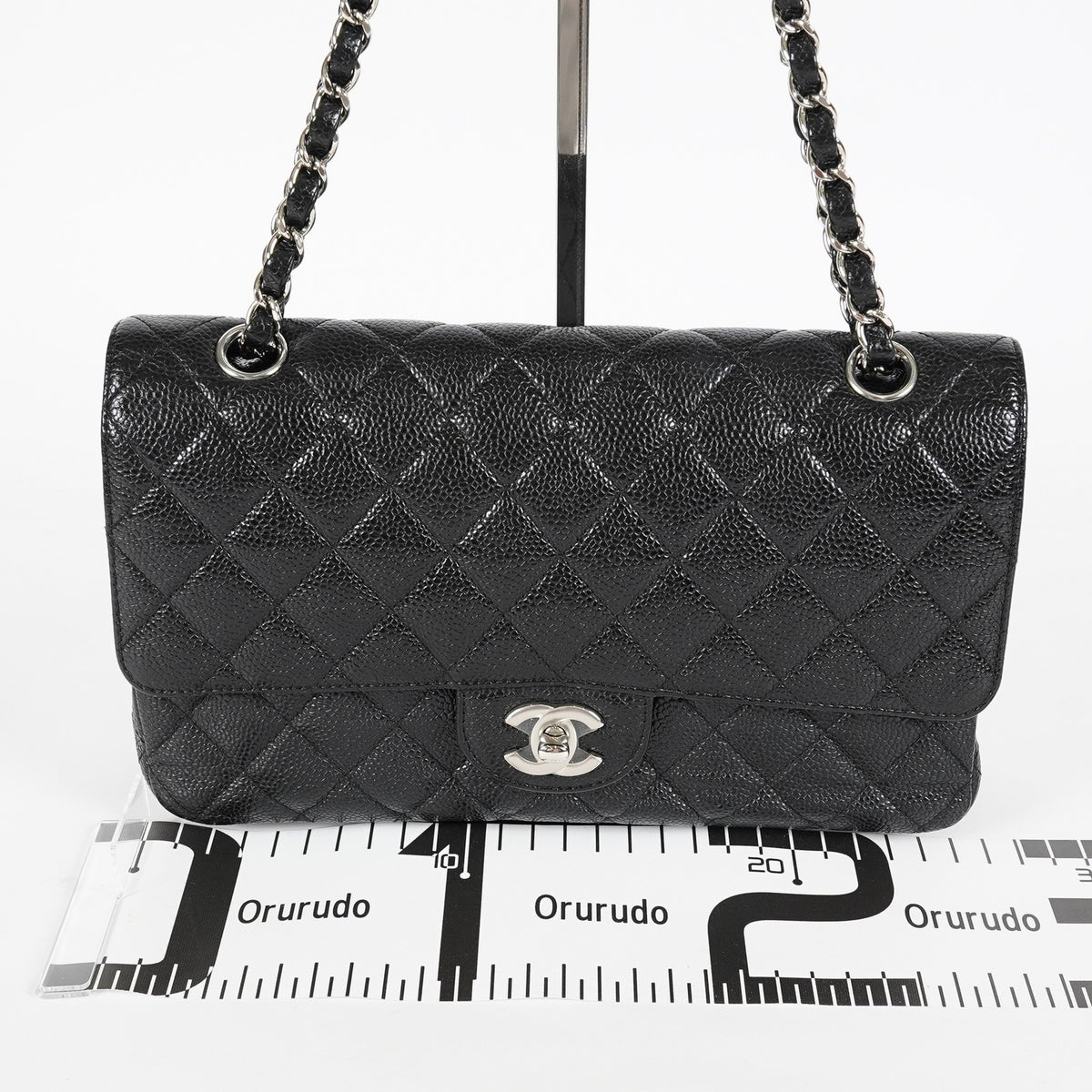 Chanel Matelasse Caviar Double Flap 25 Black Chain Shoulder Bag 08A2582940023