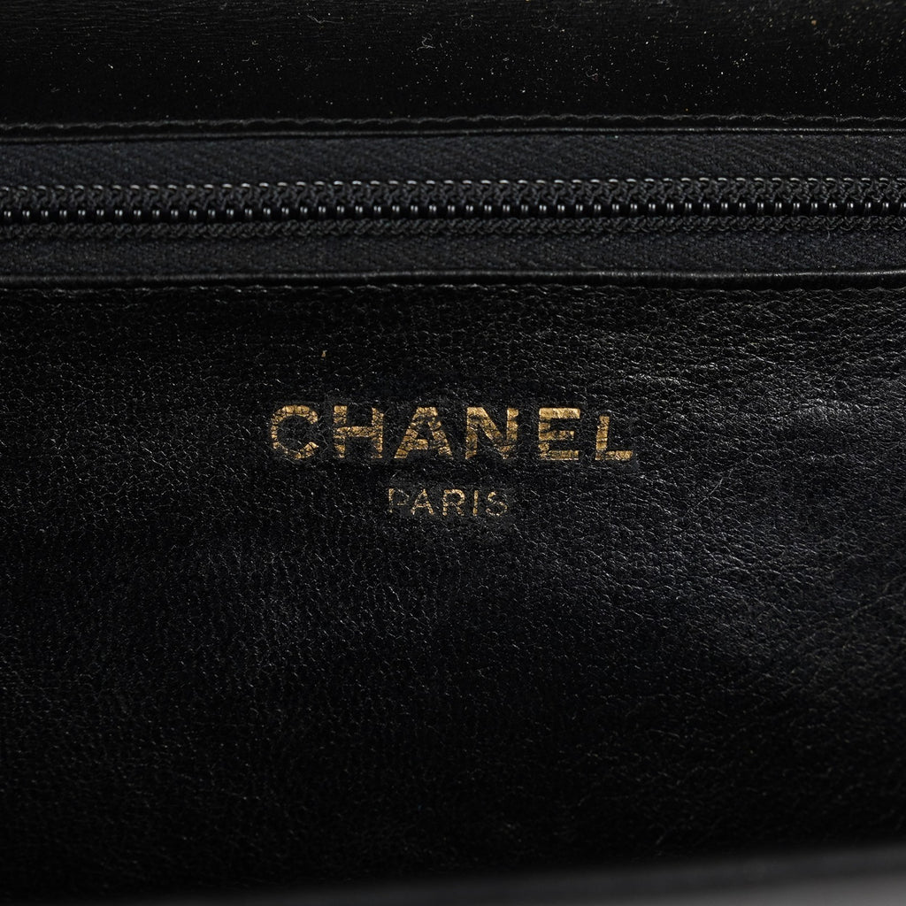 Chanel Calfskin Flap Chain Shoulder Bag 25cm Black Used Vintage CC 08E1011440006
