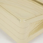 CHANEL Vintage V Stitch Flap Chain Shoulder Bag 25cm Beige Lambskin 08E077370012