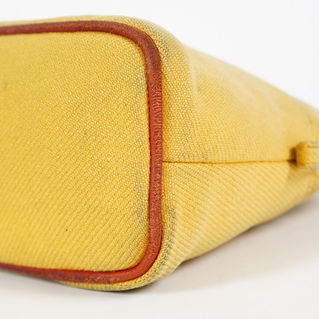Hermes Bolide Pouch 20 Mini Yellow Cotton Canvas Cosmetic Pouch Used 07E24495009