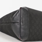 Gucci Black Nylon & Leather Tote Bag Purse With Zipper GG Monogram XY157