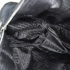 CHANEL Chocolate Bar Nylon Mini Boston Handbag Black Silver HW Used 07E314180008