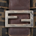 FENDI Zucca Mamma Baguette Shoulder Bag Canvas Leather Brown 02E0214410018