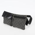 Gucci GG Denim Waist Belt Bag 30cm Black Leather Trim Used Vintage 08E022310002