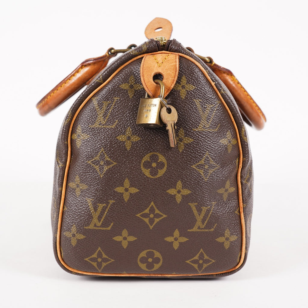 Louis Vuitton Speedy 25 M41528 Monogram Canvas Boston Handbag Brown 07E057150004