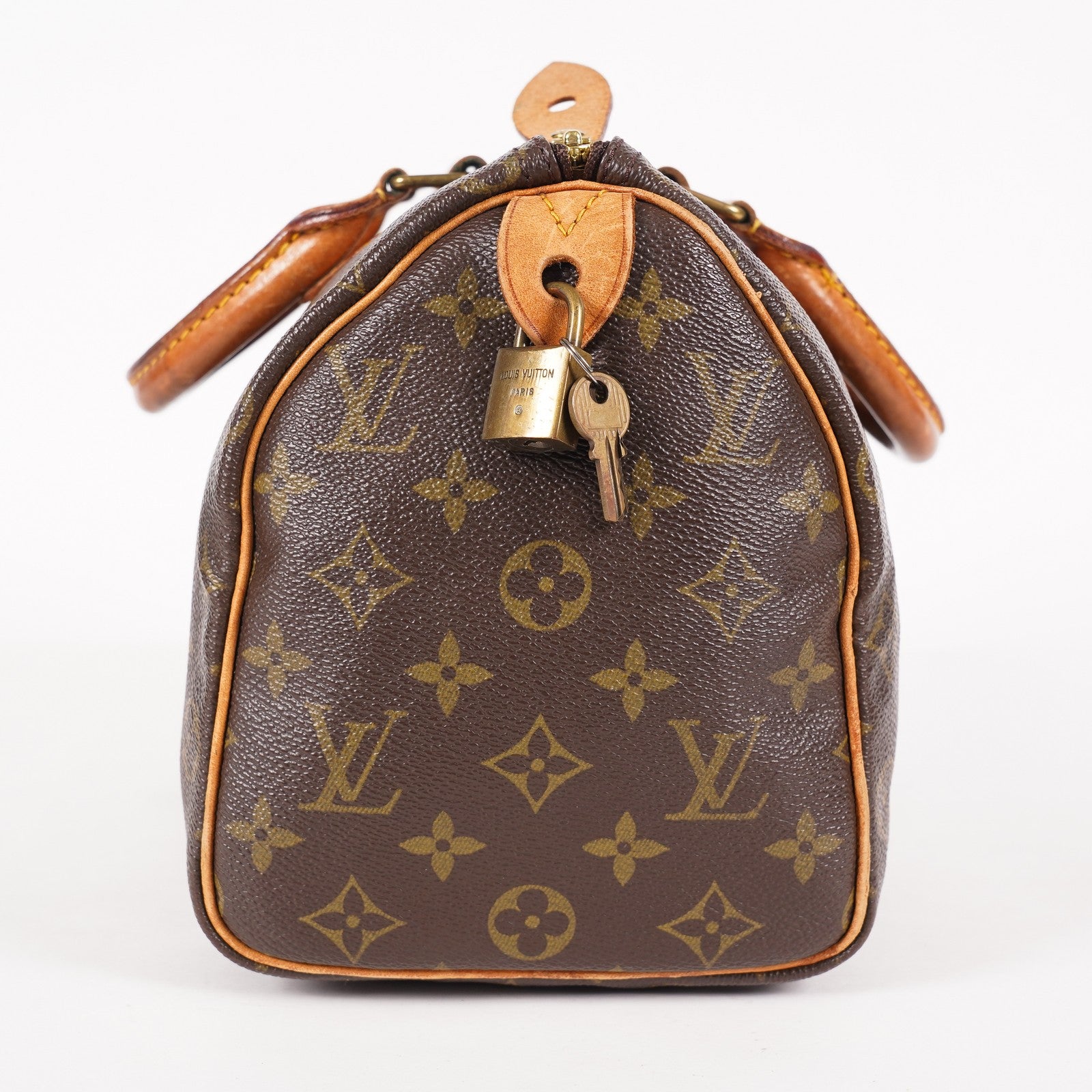 Louis Vuitton Speedy 25 M41528 Monogram Canvas Boston Handbag Brown 07E057150004
