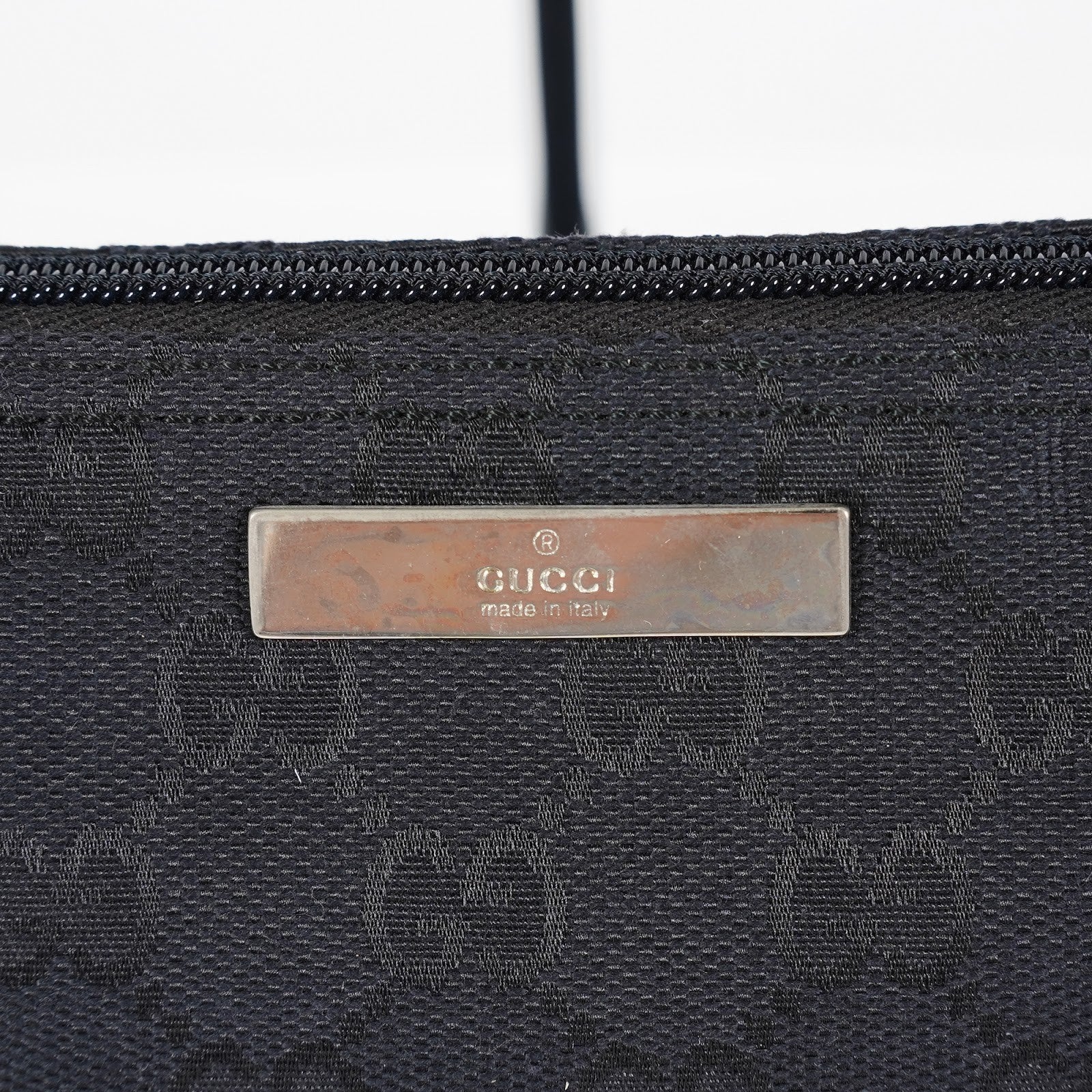 GUCCI GG Canvas Boat Pochette Shoulder Bag 22cm Black Vintage Used 08E172090010
