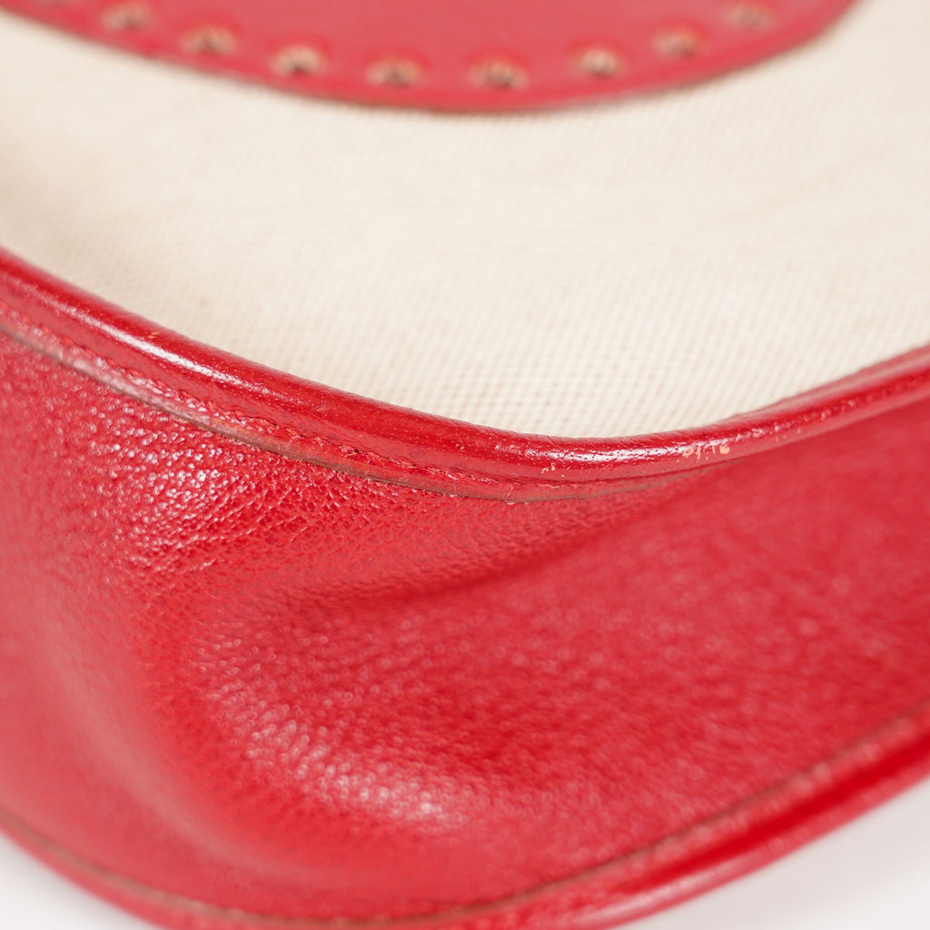 Hermes Rouge Red Taurillon Clemence Leather and Canvas Evelyne 06E0113310019
