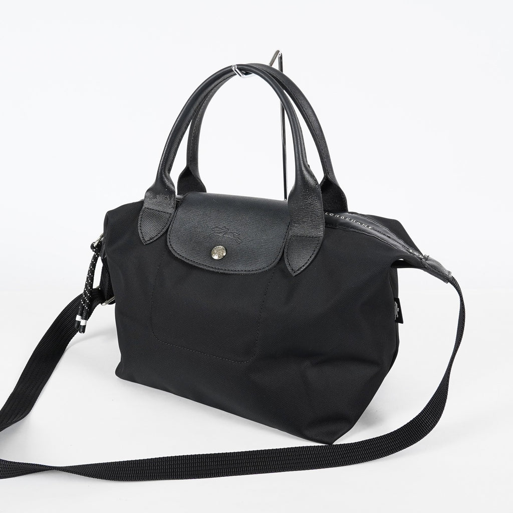 Longchamp Le Pliage 2Way Top Handle Bag 28cm Black Nylon Used 08E141320007