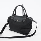 Longchamp Le Pliage 2Way Top Handle Bag 28cm Black Nylon Used 08E141320007