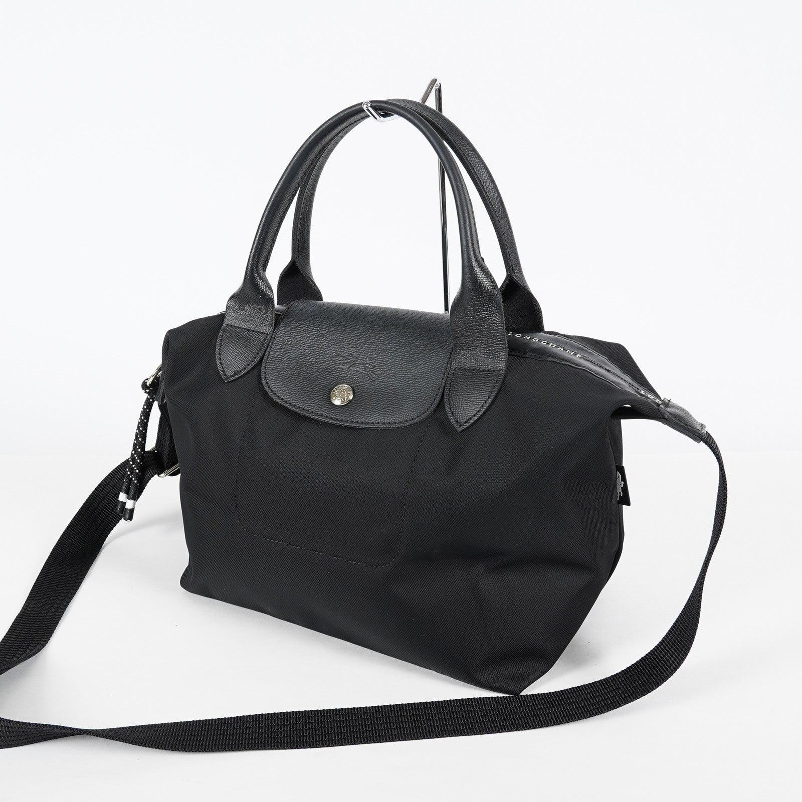 Longchamp Le Pliage 2Way Top Handle Bag 28cm Black Nylon Used 08E141320007