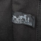 Hermes Fourre-Tout MM Black Canvas Leather Tote Bag Used Auth 09E02825011
