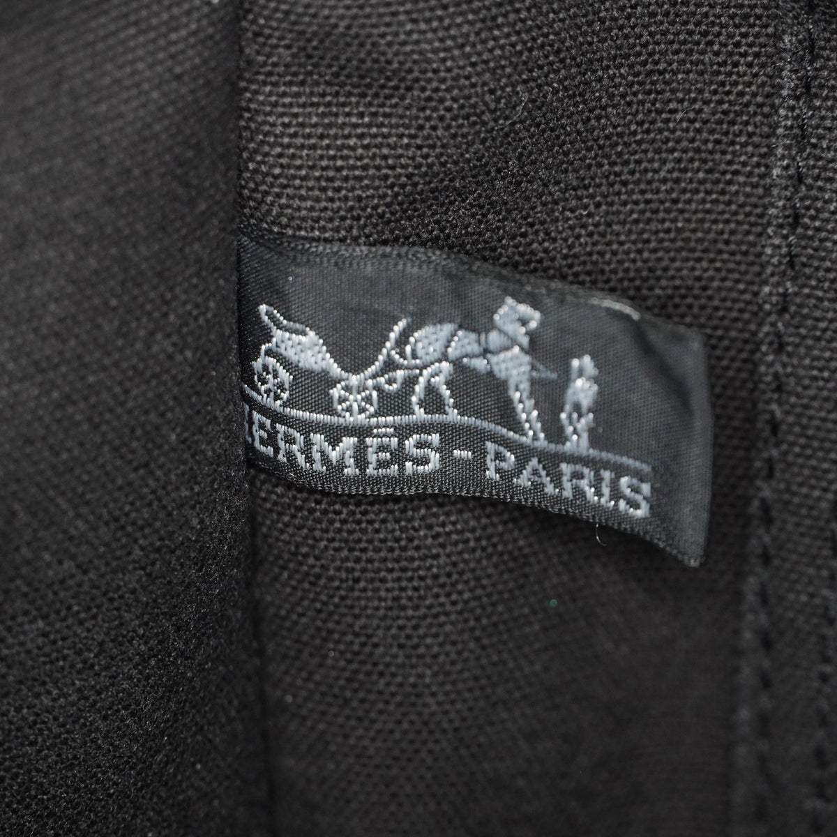Hermes Fourre-Tout MM Black Canvas Leather Tote Bag Used Auth 09E02825011