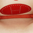 Hermes Rouge Red Taurillon Clemence Leather and Canvas Evelyne 06E0113310019