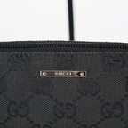 Gucci GG Canvas Boat Pochette 22cm Black Leather Trim Vintage Used 07E022310029