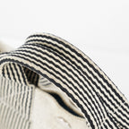 HERMES Fourre Tout PM Canvas Tote Hand Bag Gray Black Stripe 08E23825010
