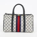 Gucci Sherry Line GG Supreme Boston Bag Navy Canvas Hand Bag Used 07E182860015