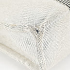 HERMES Fourre Tout PM Canvas Tote Hand Bag Gray Black Stripe 08E23825010