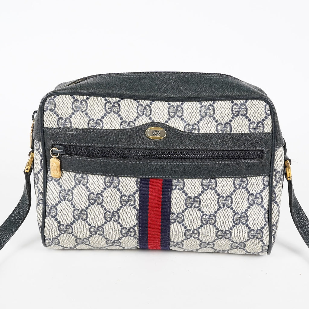 GUCCI Sherry Line GG Supreme Shoulder Bag Navy Crossbody Vintage 08E242640010
