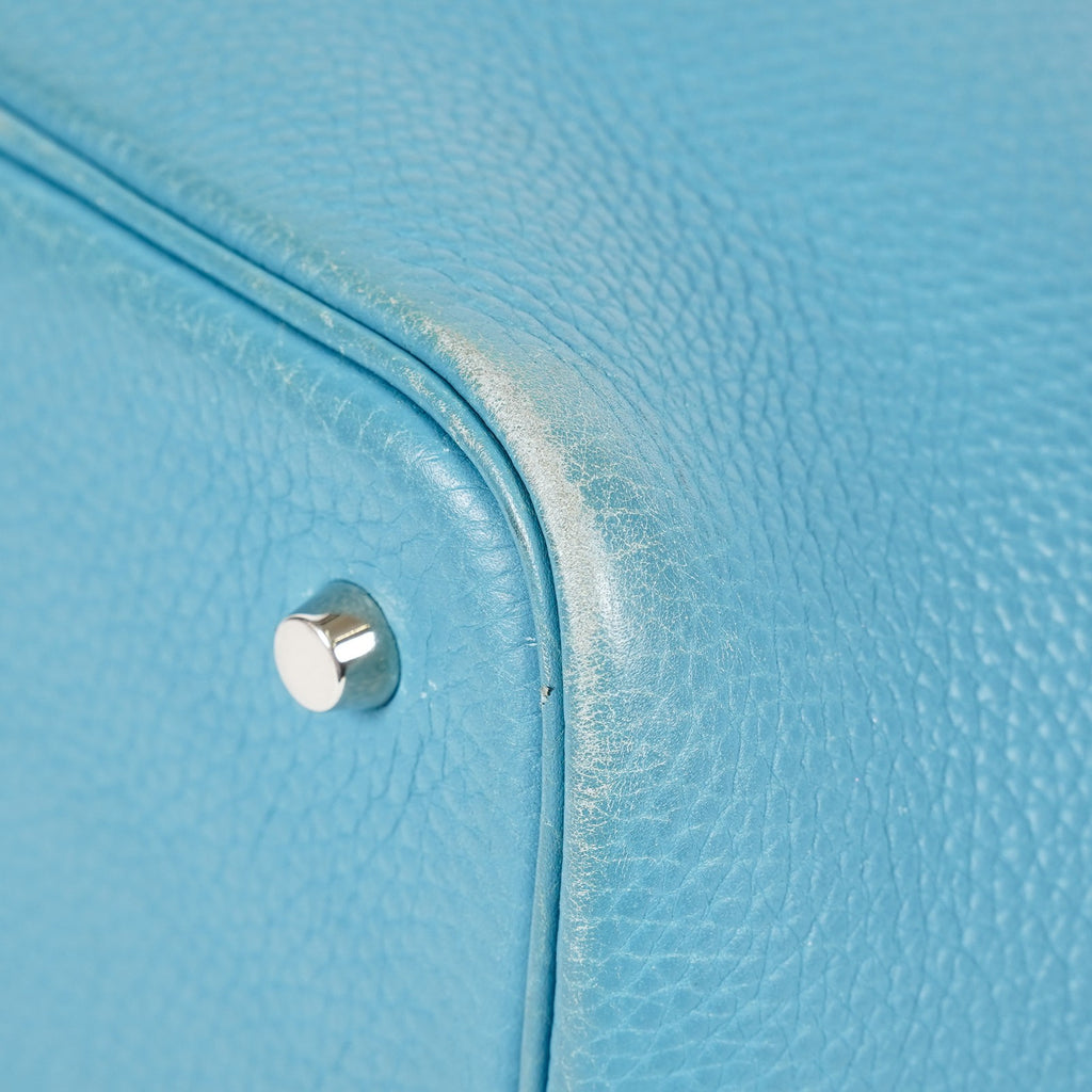 HERMES Picotin PM Blue Jean Clemence Leather Hand Tote Bag Used 07A1520592031