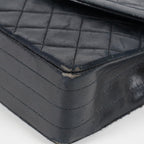 Chanel Matelasse Half Moon Flap Bag 25cm Black Quilted Chain Used 08E0717270006