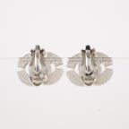 Chanel Coco Mark Rhinestone Bucket Earrings Silver Plated Women's 05E613300016