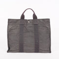 Auth Hermes Herline Tote MM Gray Canvas Silver HW Vintage Purse Used 07E22605005