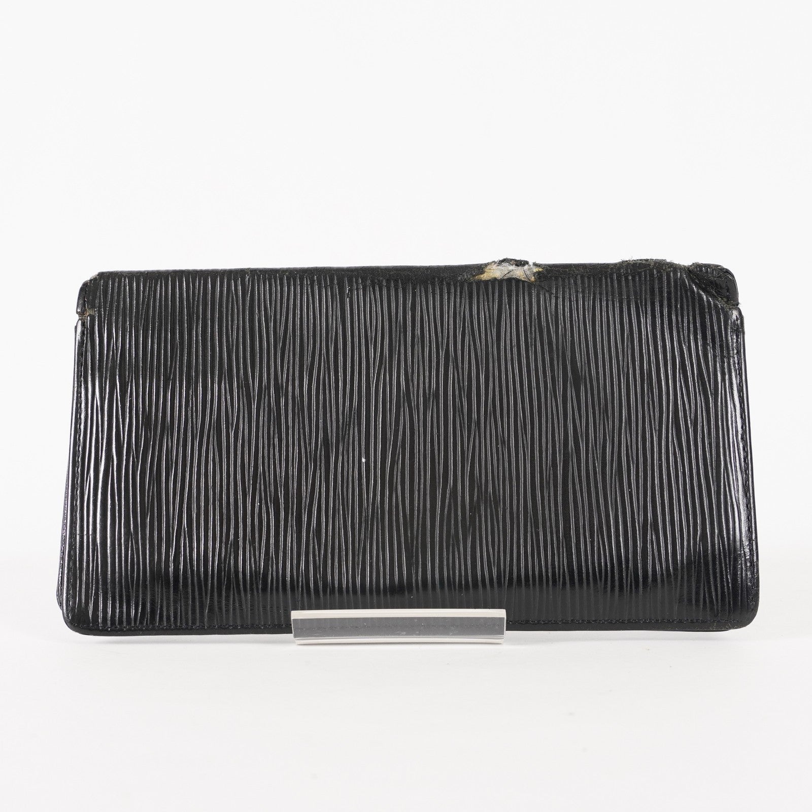 Louis Vuitton LV Long Wallet Portefeuille Brazza M63382 Black Epi Auth XY214