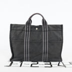 Hermes Fourre-Tout MM Black Canvas Used Tote Shoulder Bag 09M37793108