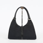 Gucci Jackie Vintage Handbag Shoulder Bag 30cm Black Canvas Leather 07E153190009