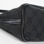 Gucci GG Canvas Boat Pochette 22cm Black Leather Trim Vintage Used 07E022310029